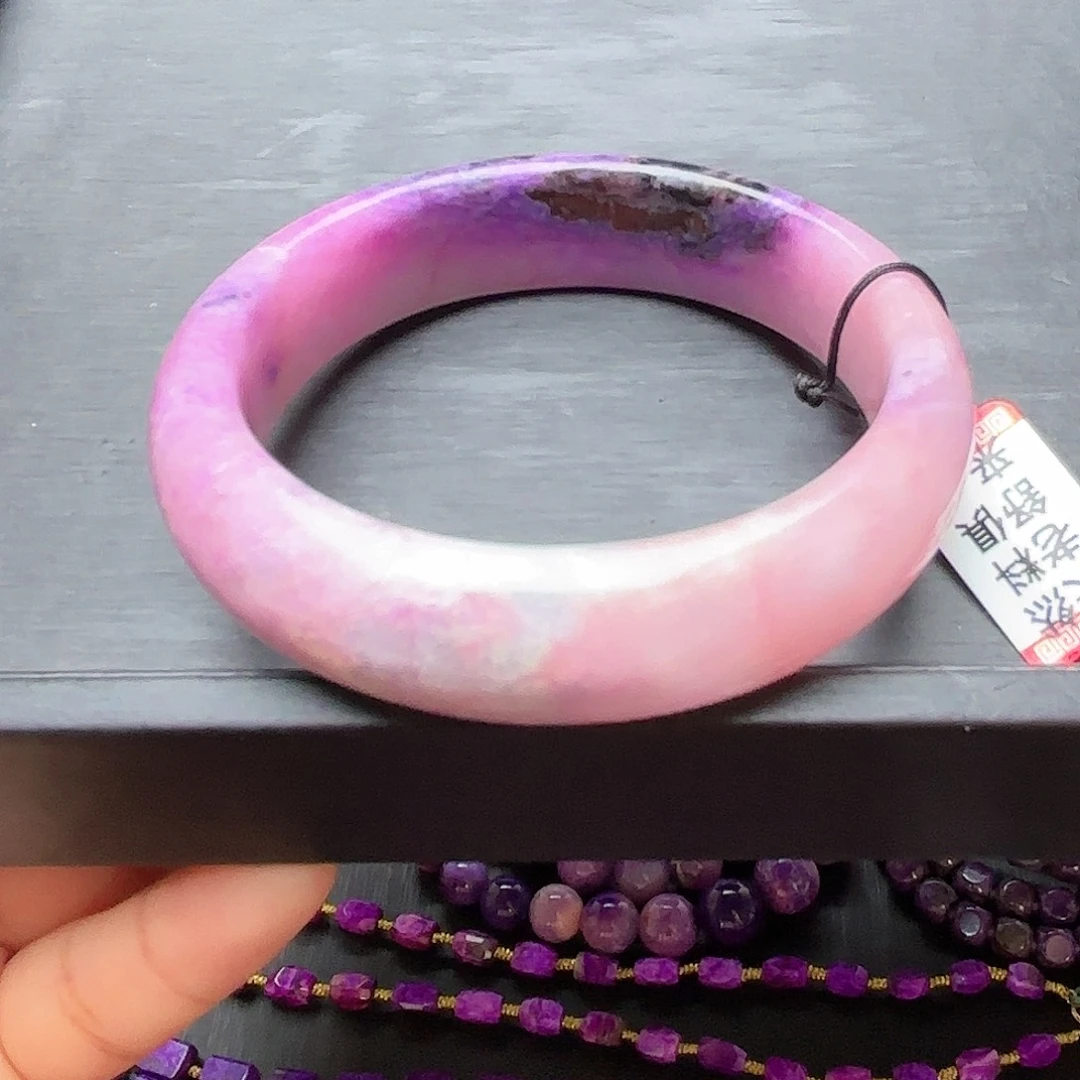 苏纪石（舒俱来）未镶嵌冰体蜜桃俏紫手镯59