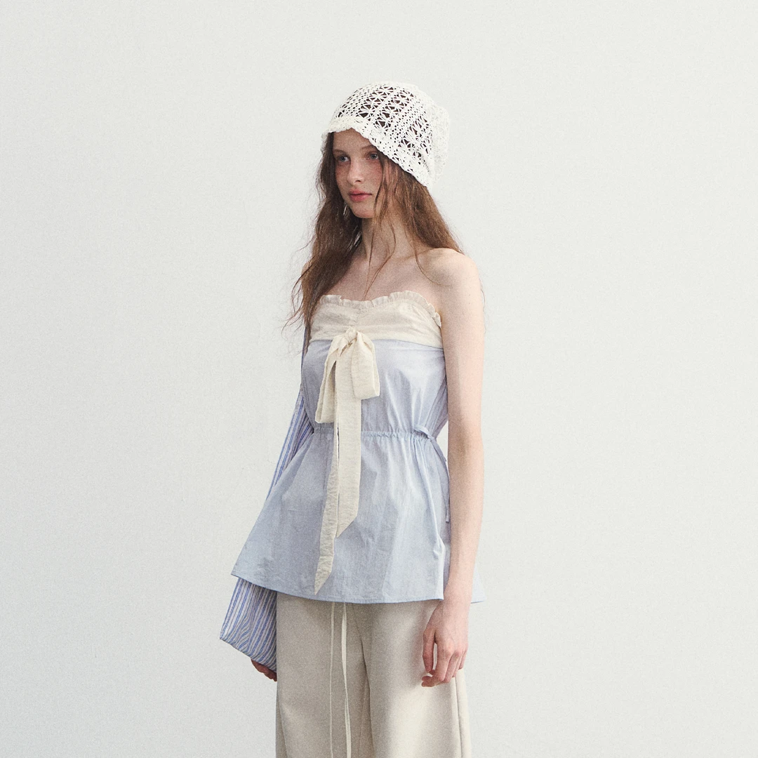 SPEAR YOUTH“心之向往”无吊带修身抹胸原创设计拼接收腰背心上衣