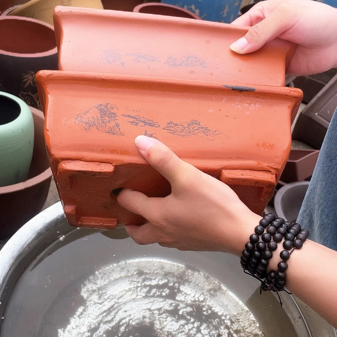 26+26红色马槽花盆紫砂花盆