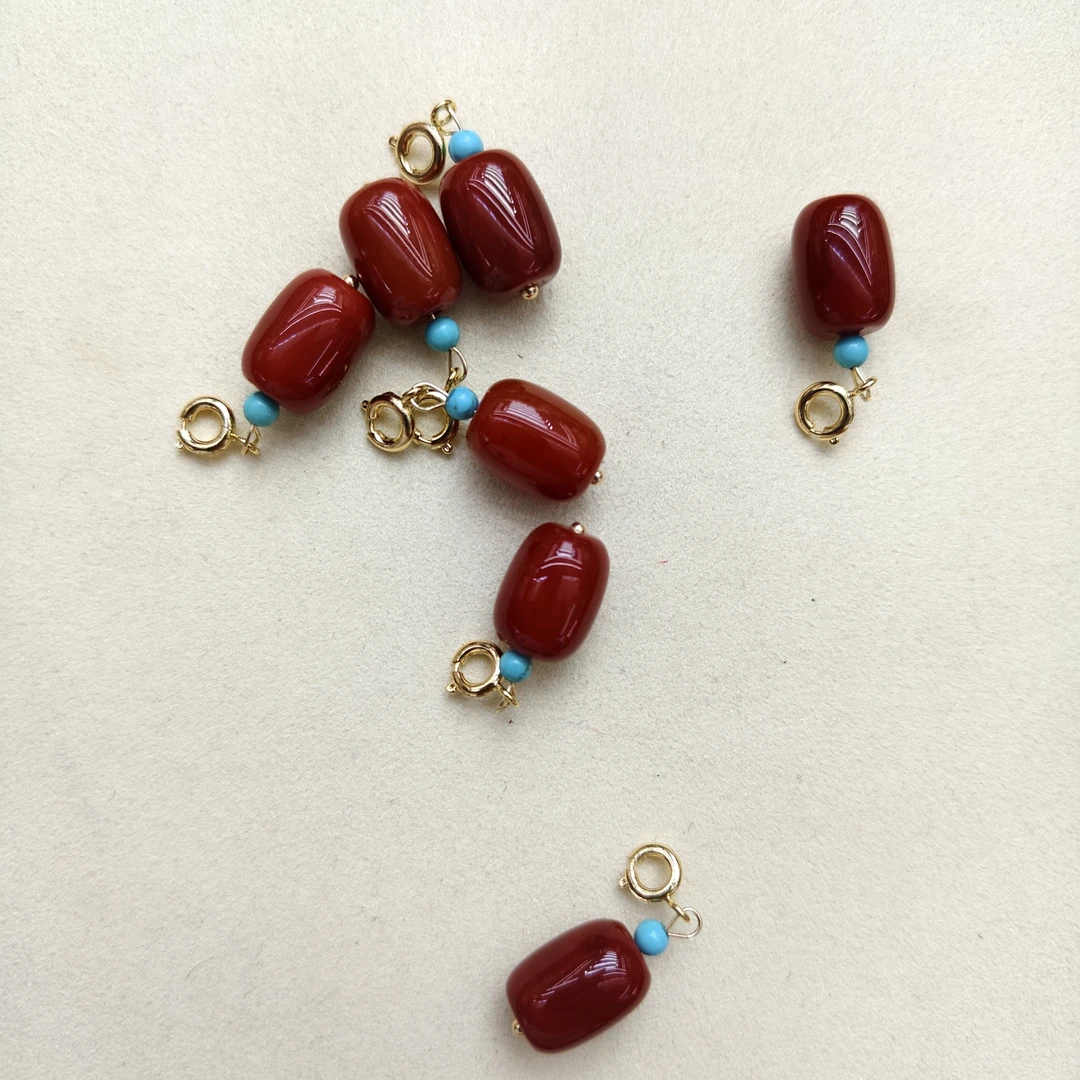 B254南红玛瑙枣珠吊坠0054