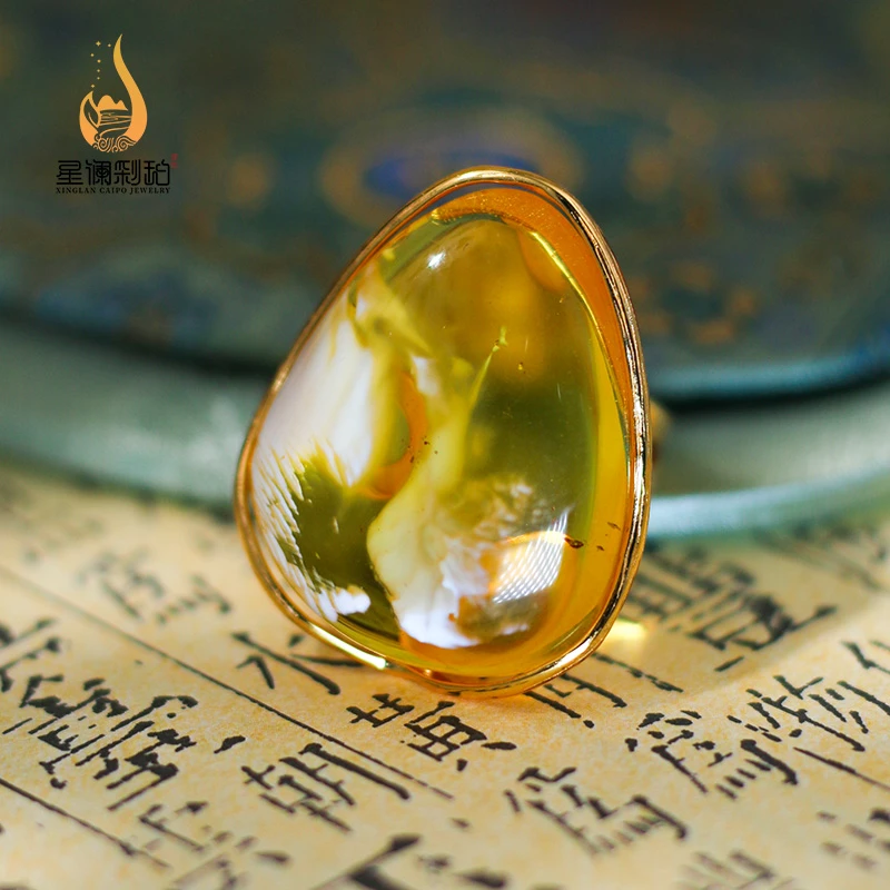 【孤品】S925银镶嵌天然蜜蜡戒指（天然产品微瑕完美主义请绕道）