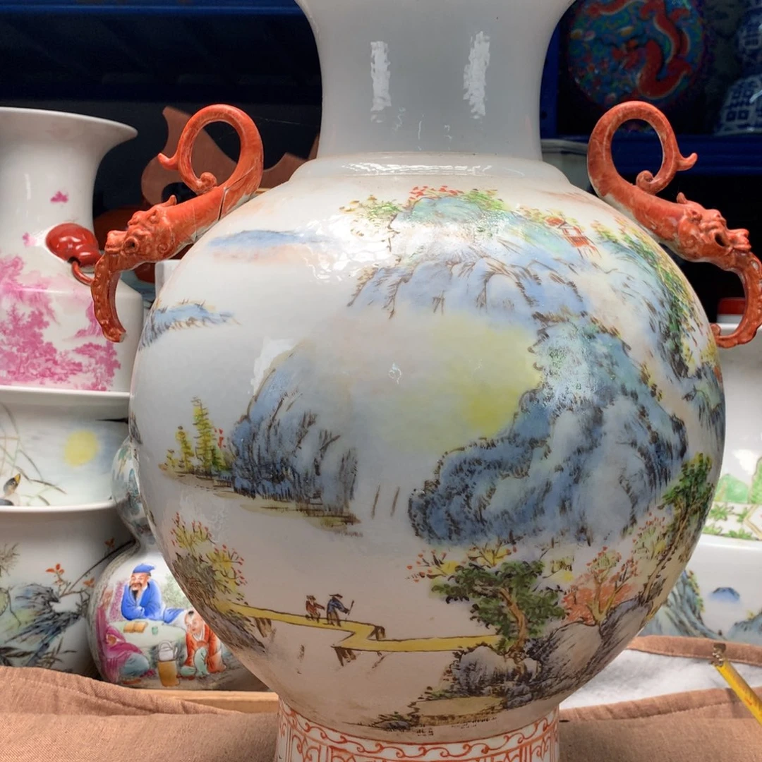 摆件景德镇瓷器花瓶微瑕耳朵坏了