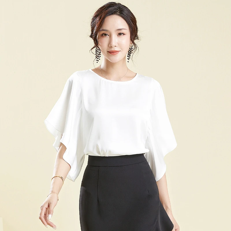 23068休闲不规则无弹气质通勤简约套头衬衫夏季