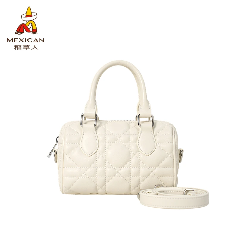 Mexican/稻草人25年春夏新通勤风枕头包小香风时尚菱格肩包斜挎包