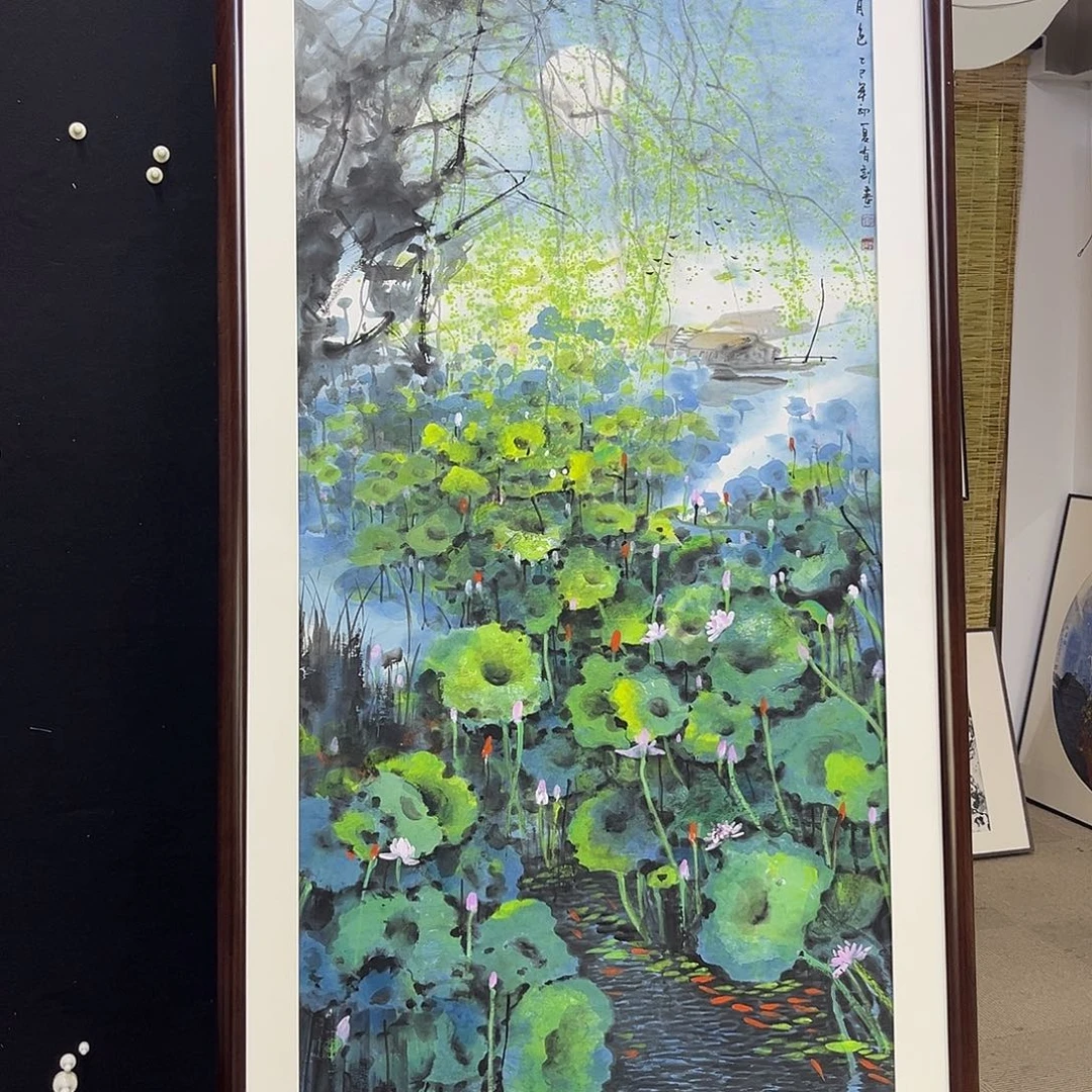 国画手绘国画，精品山水，带框