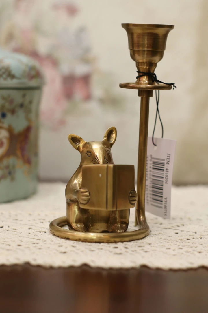 【茉奈家居】美式进口手工黄铜烛台轻奢玄关家用装饰摆件创意