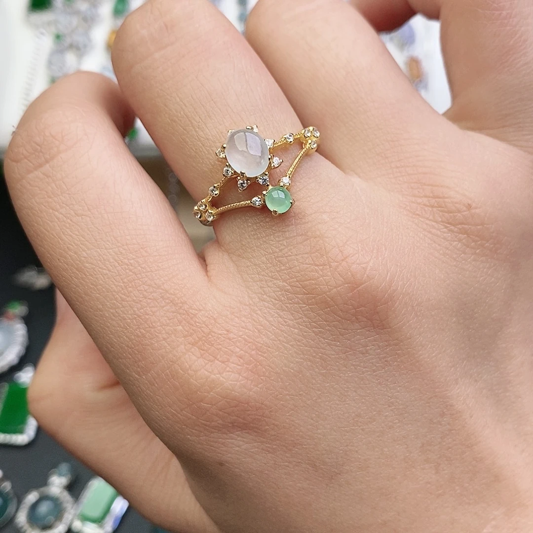 翡翠银S925镶嵌戒指