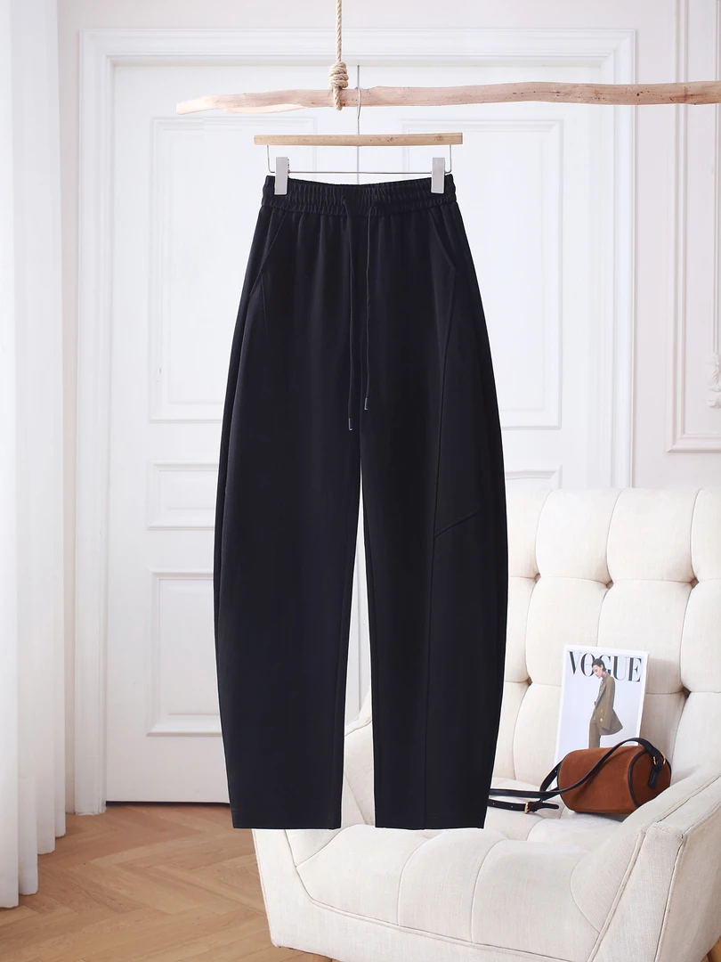 【乌鸦家】极简春夏裤子 窄版阔腿春夏松紧腰