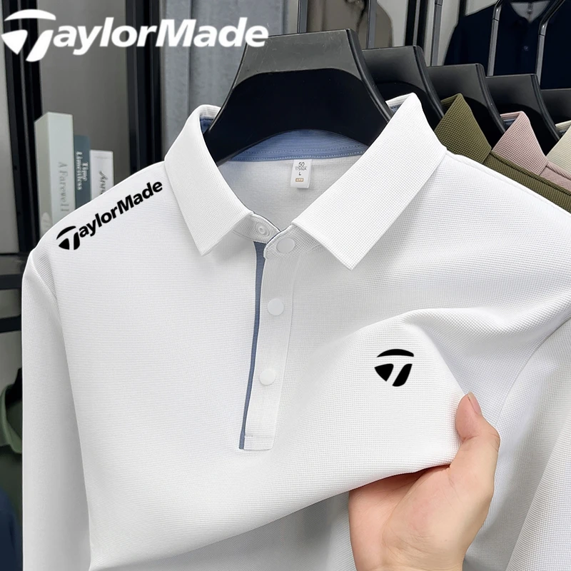 Taylormade泰勒梅高尔夫男装春秋装透气翻领长袖户外POLO衫上衣男