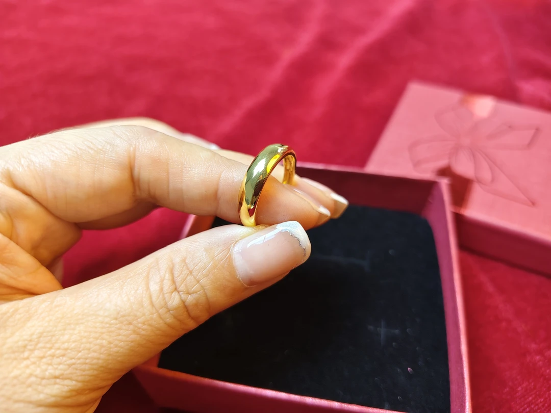 铜合金戒指 越南金色光面女士仿真镀金情侣金色戒指开口