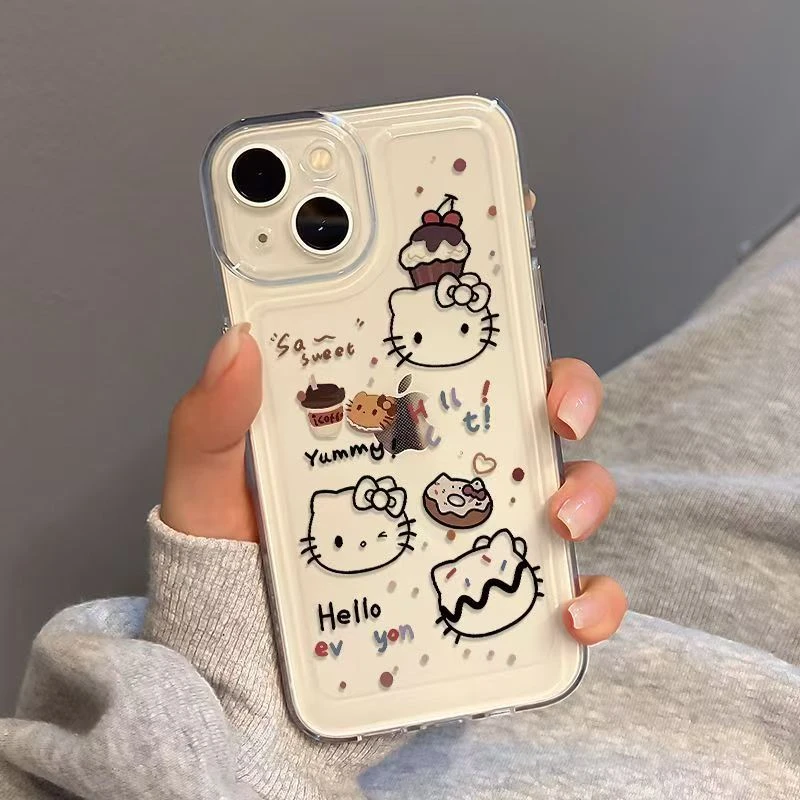 蛋糕涂鸦kt猫透明太空手机壳适用苹果/华为/vivo/oppo/小米防摔