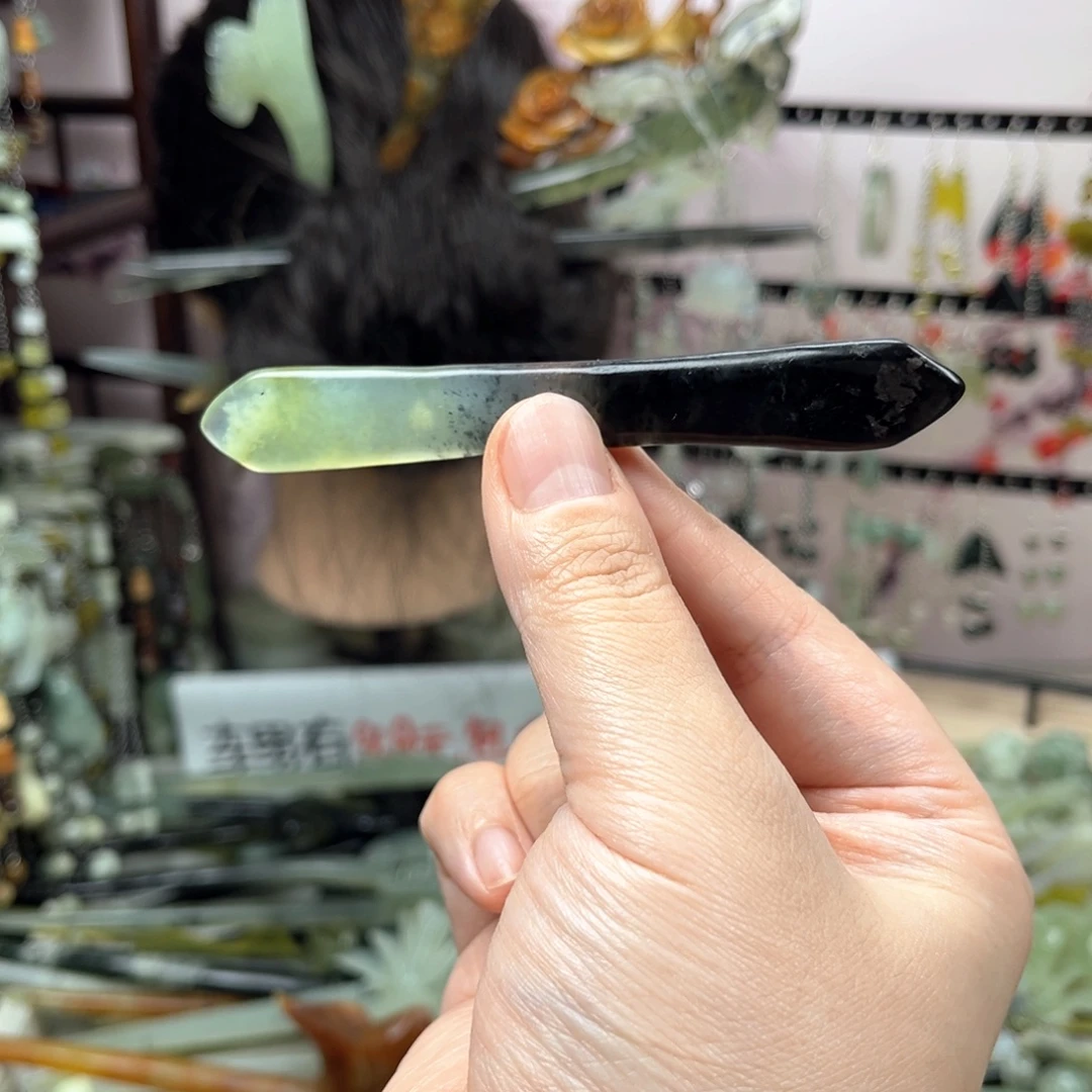 岫玉未镶嵌发饰长度10.5厘米左右