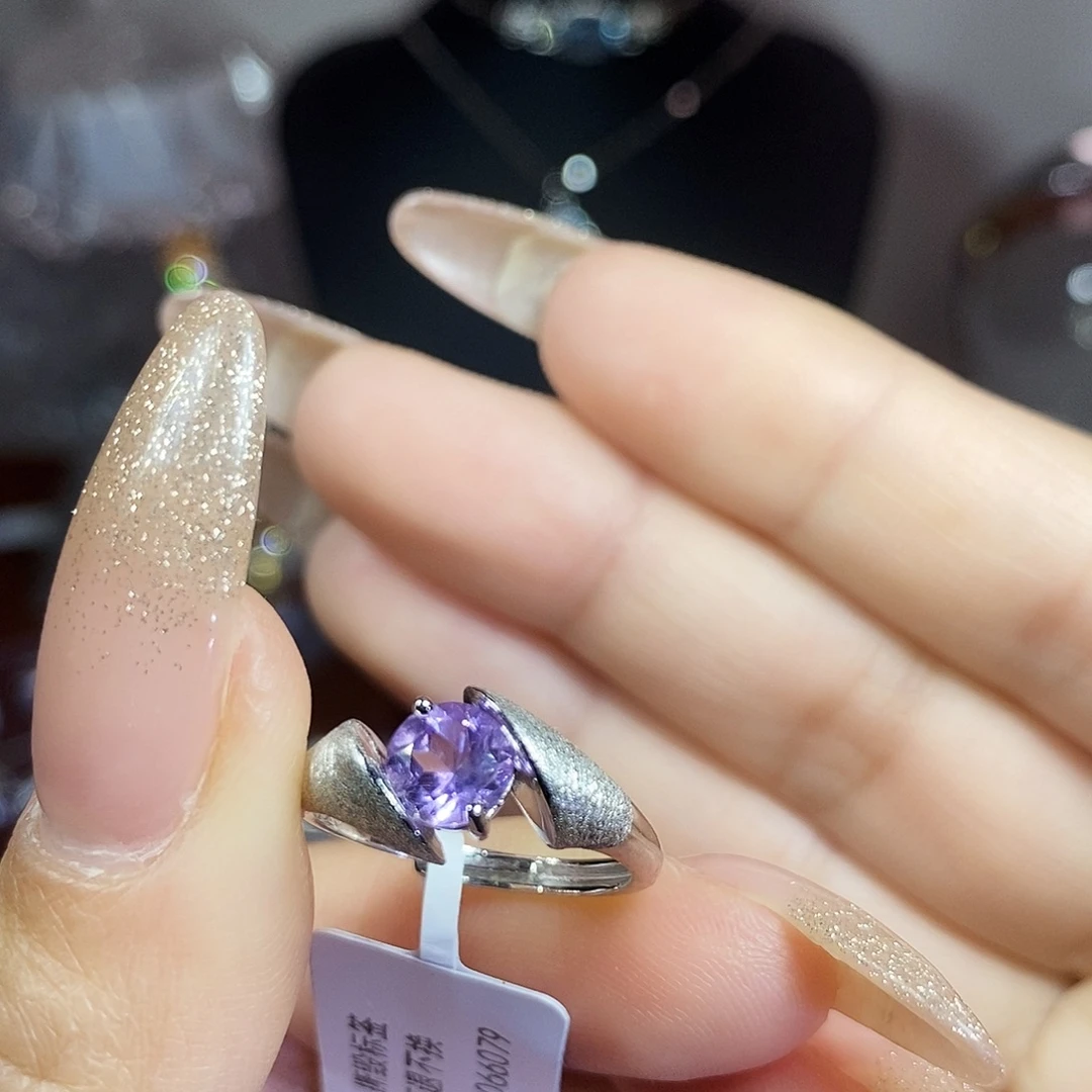 水晶银S925镶嵌戒指紫水晶