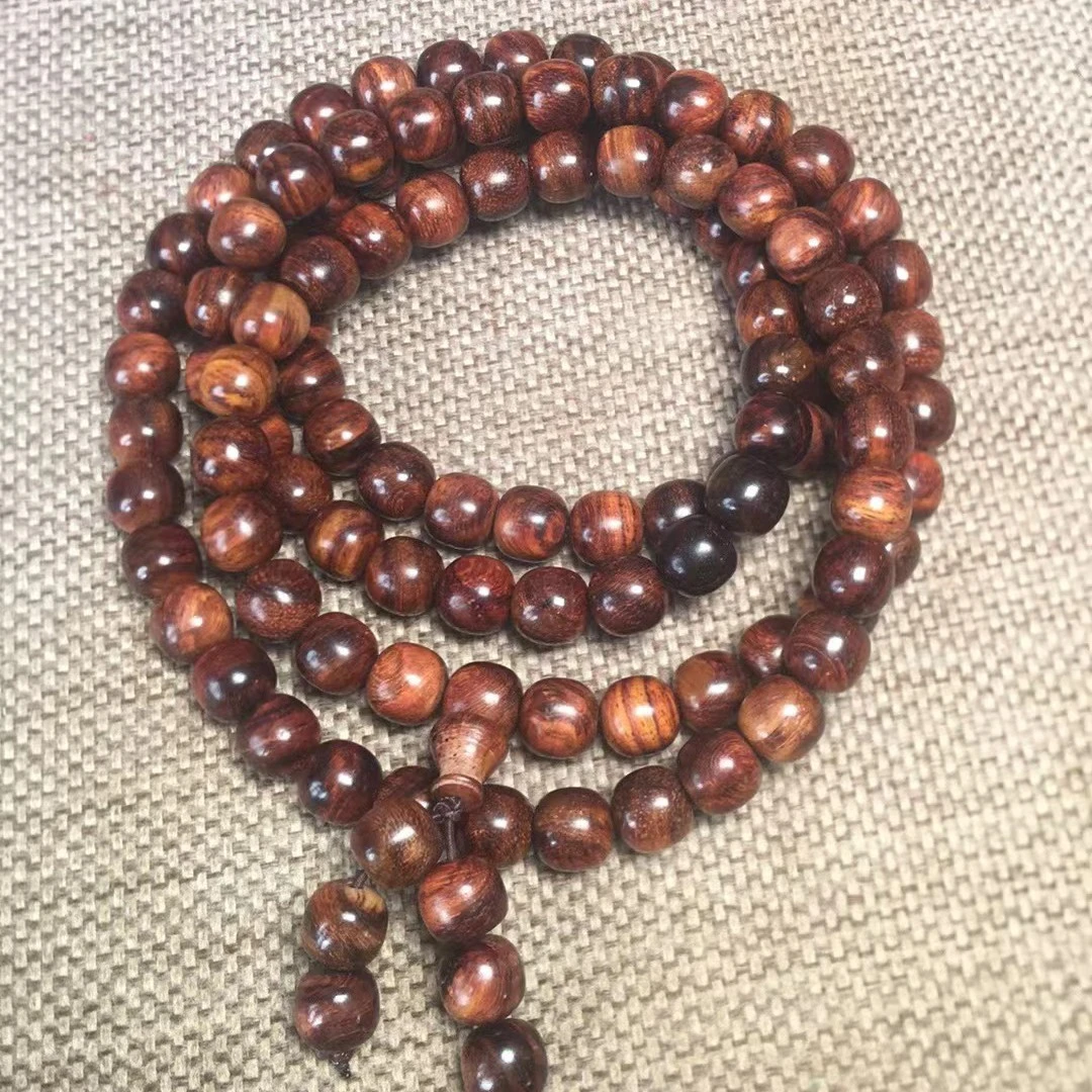 海南黄花梨虎皮纹山水纹老型0.9X0.95x108颗念珠