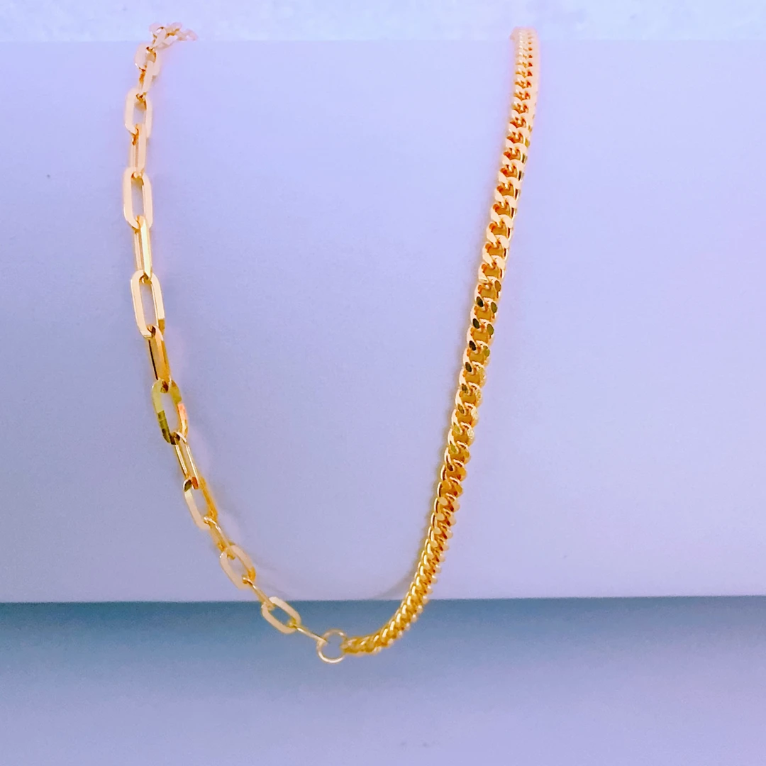 水贝黄金拼接设计锁骨AB链足金项链【不支持7天无理由退换货】