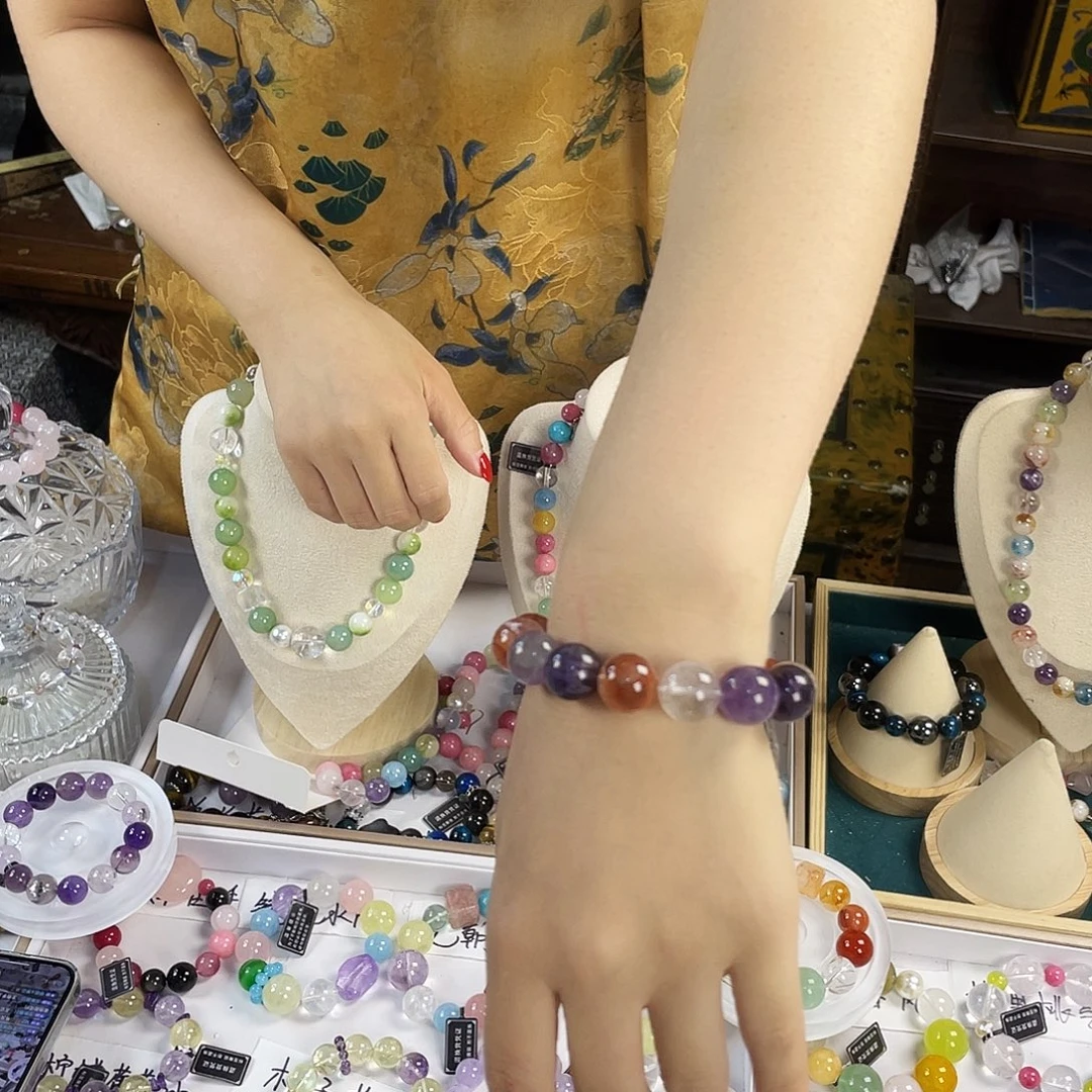 银S925镶嵌手链烟晶