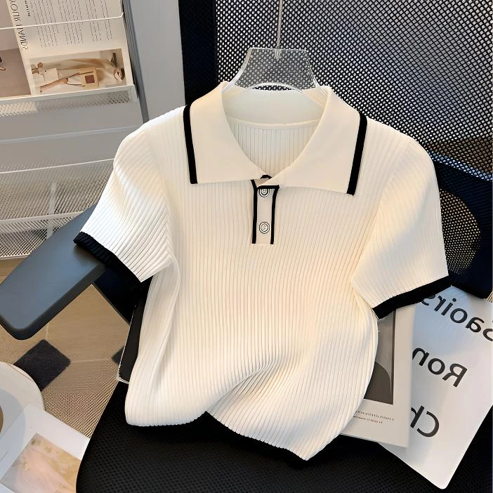 短袖女款2025新款小香风polo短款小个子冰丝短袖T恤针织上衣2631