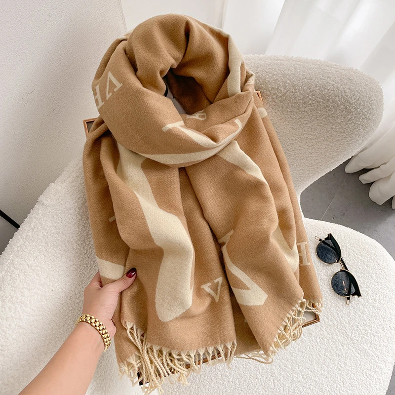 冬款仿羊绒围巾秋冬红直播款加厚流苏披肩两保暖百搭