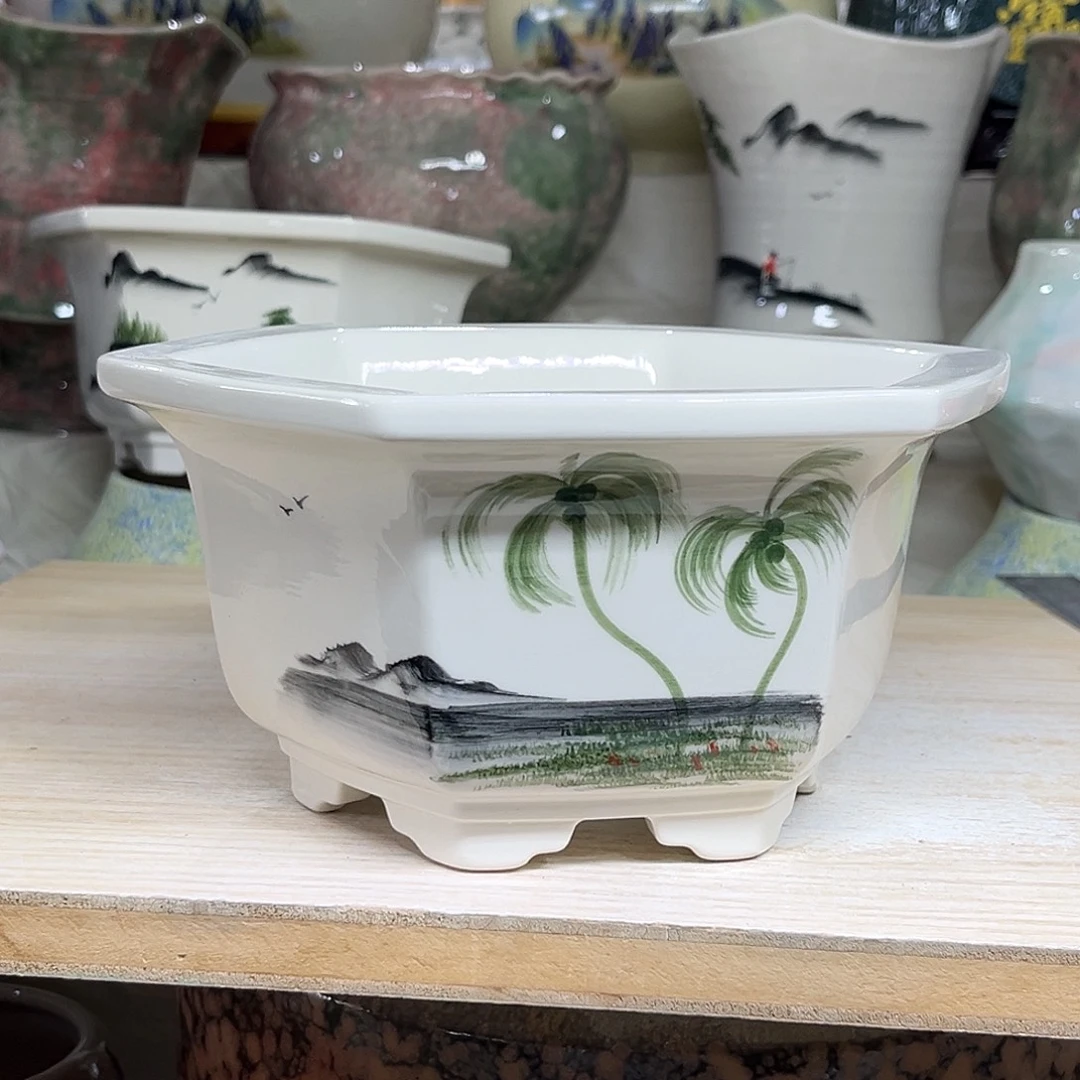 陶瓷绿植多肉微瑕花盆外口径：15*9.5