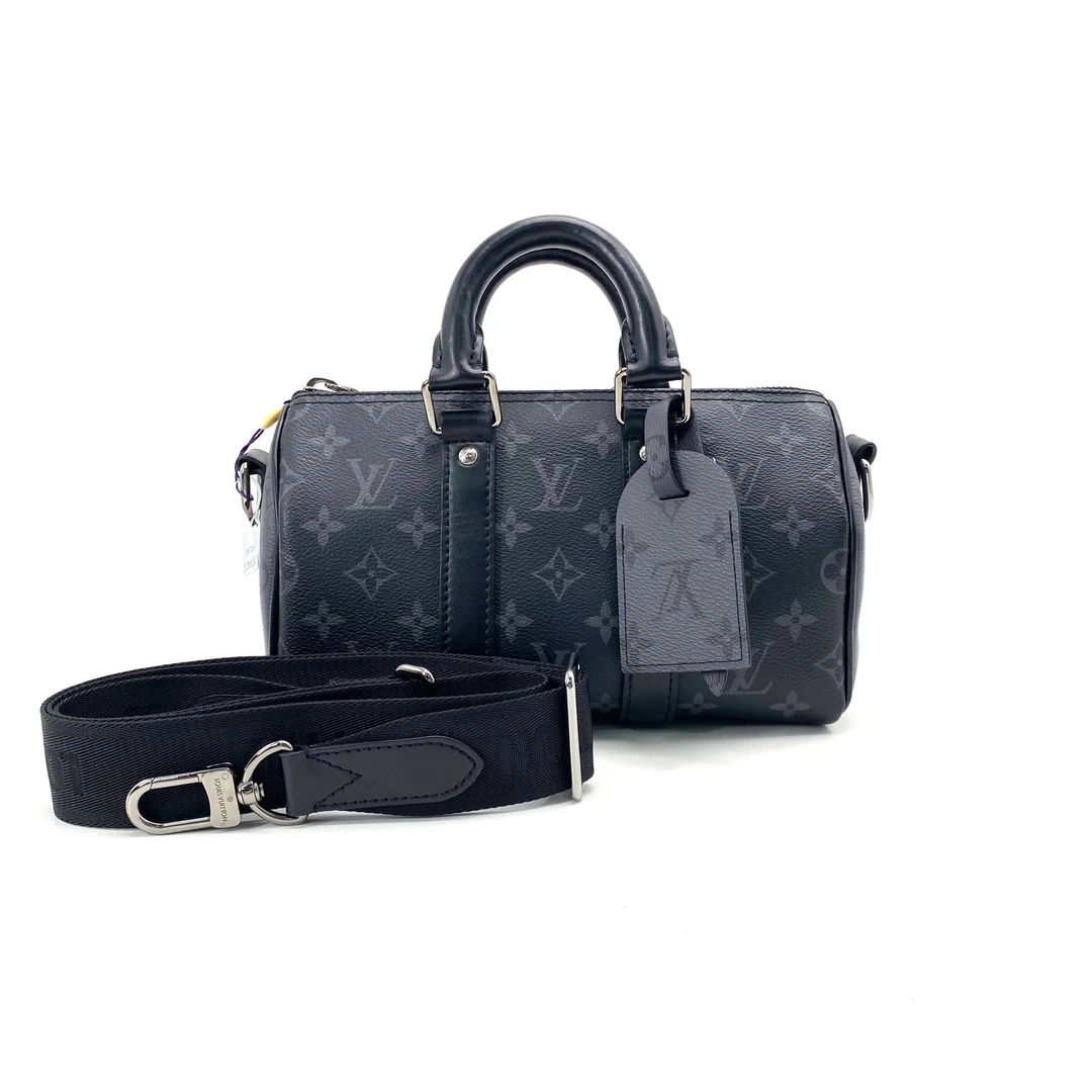 99新 LouisVuitton/路易威登 黑武士keepall25斜挎包尺寸25/15
