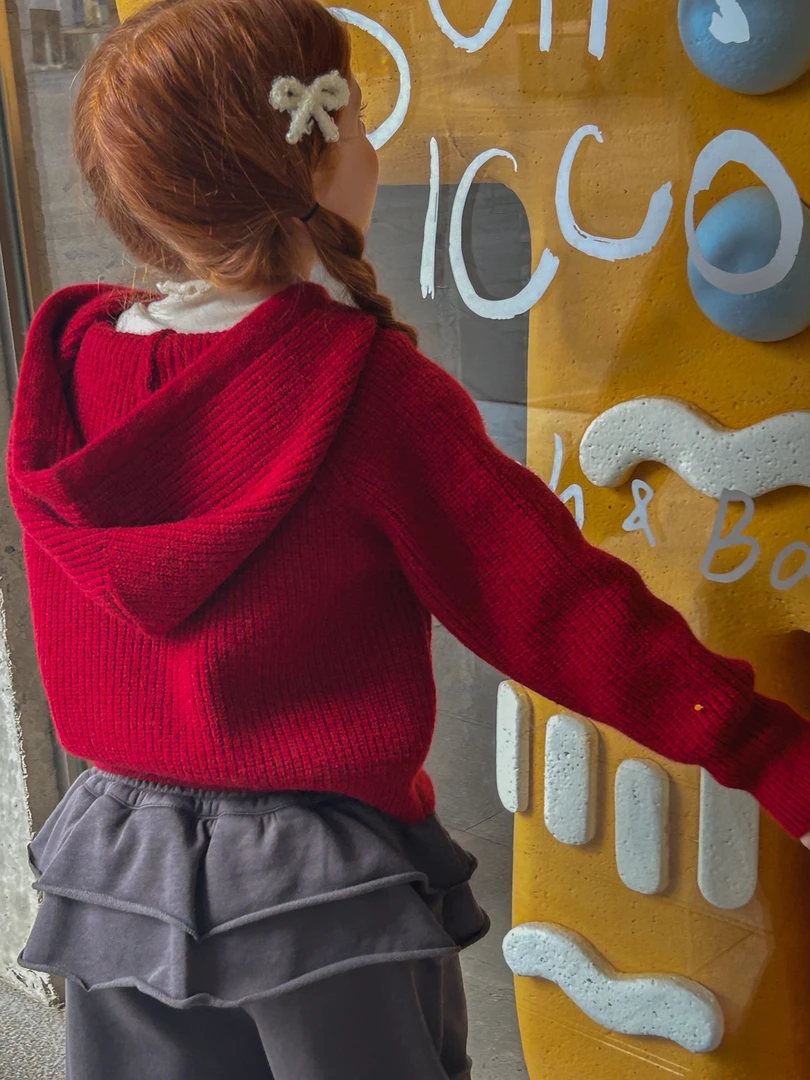 25秋季新款女童休闲针织毛衣女童连帽潮流拉链衫宝宝时尚外套上衣