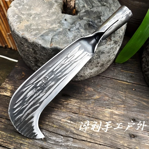 农用高碳钢手工锻打砍割两用砍柴割草镰刀户外开路砍树劈柴