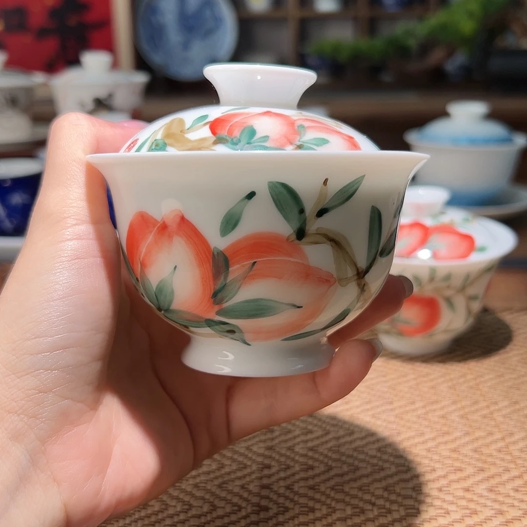 【闪购商品】手绘盖碗。