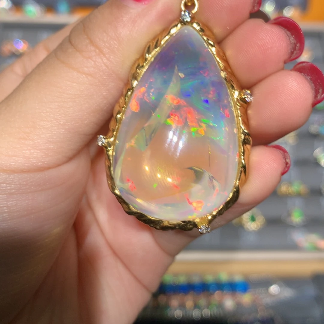 银S925镶嵌欧泊欧泊福利吊坠l