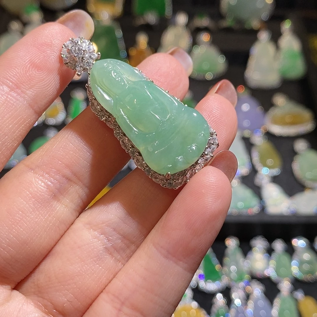 颈饰银S925镶嵌翡翠天然翡翠