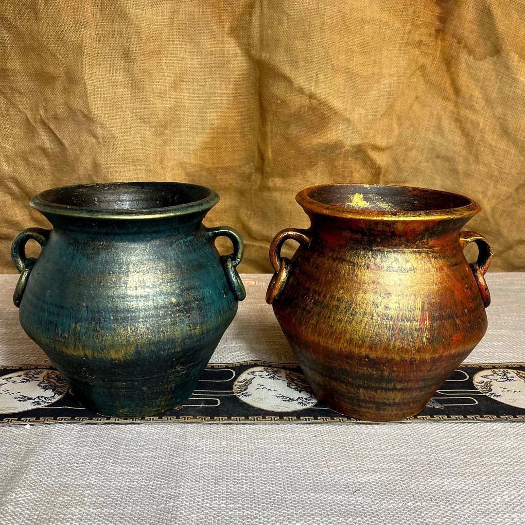 大口径粗陶多肉花盆复古透气花瓶法师老桩陶罐