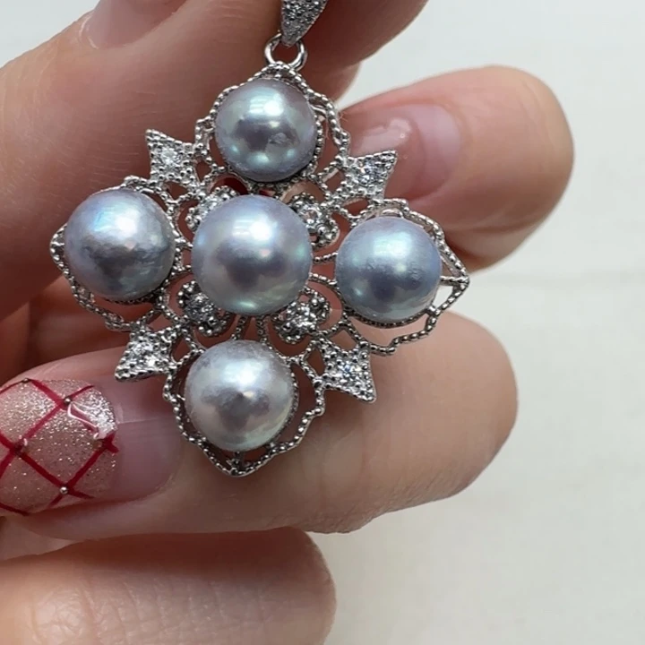 海水珍珠颈饰银S925镶嵌