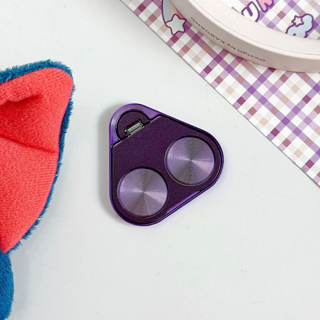 双指环合金三角形支架适用苹果背贴手机镀彩360度旋转横竖屏支架