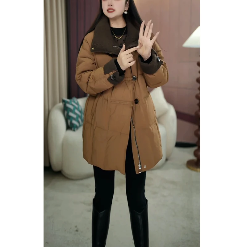 中长款妈妈装羽绒服时尚女装冬季新款气质显瘦加厚保暖白鸭绒外套