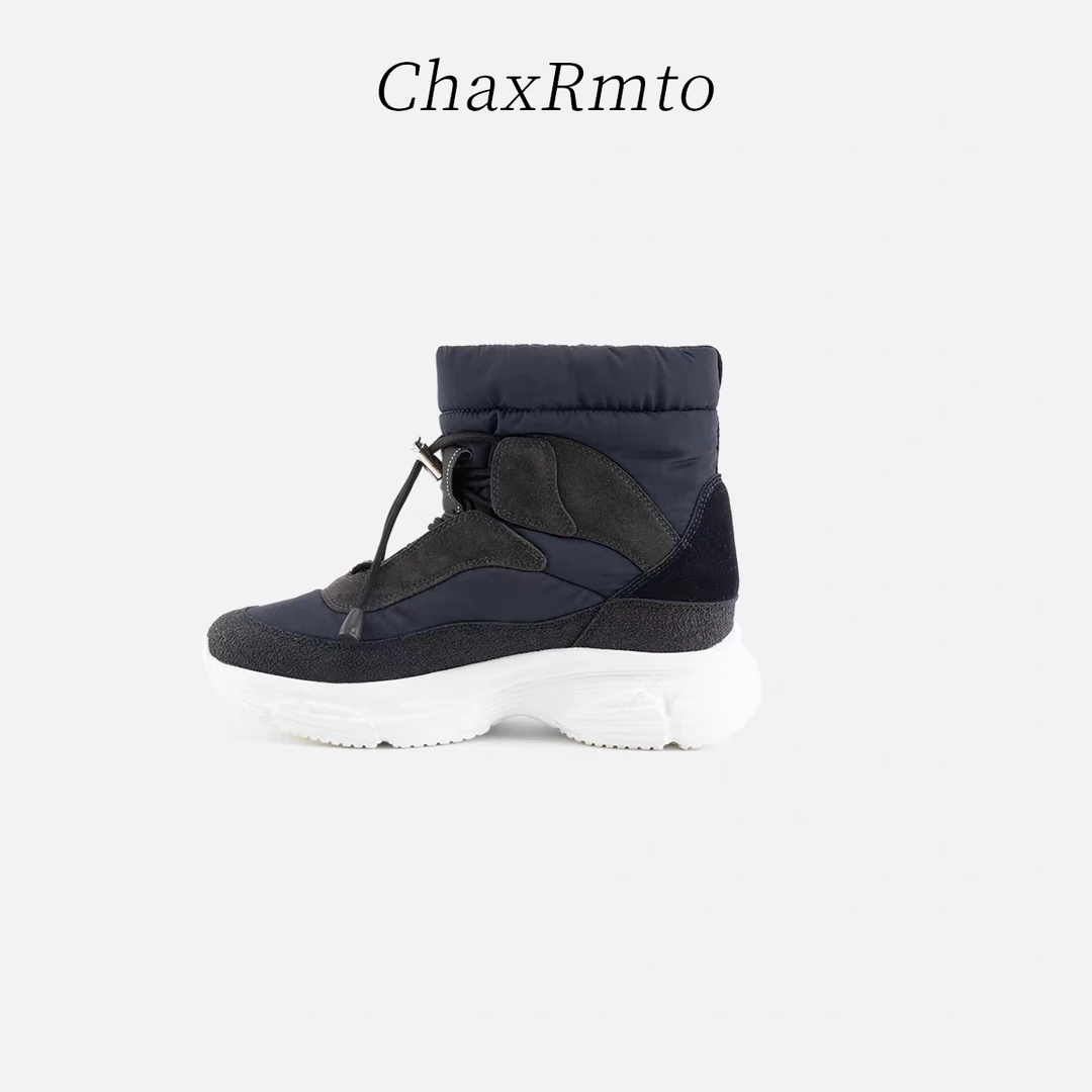 ChaxRmto斯斯 冬季撞色厚底系带休闲保暖短靴 241114