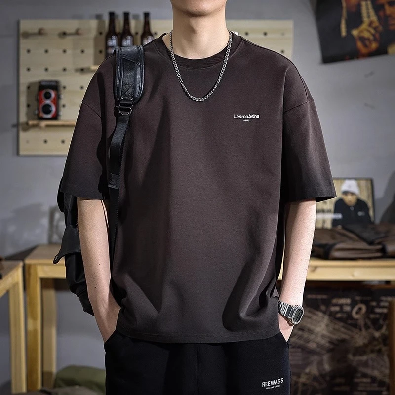 U&PURA夏季美式潮流重磅水洗短袖t恤男百搭舒适简约潮流T恤男款