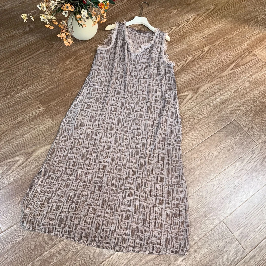 [‌问雪]Z697夏季长款显瘦时尚无袖百搭连衣裙气质休闲裙子