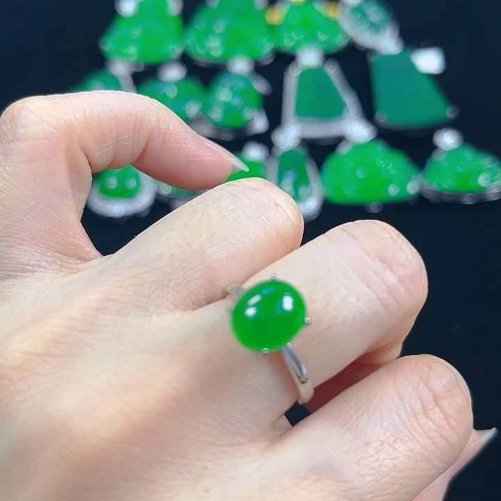 翡翠银S925镶嵌吊坠(不含链)