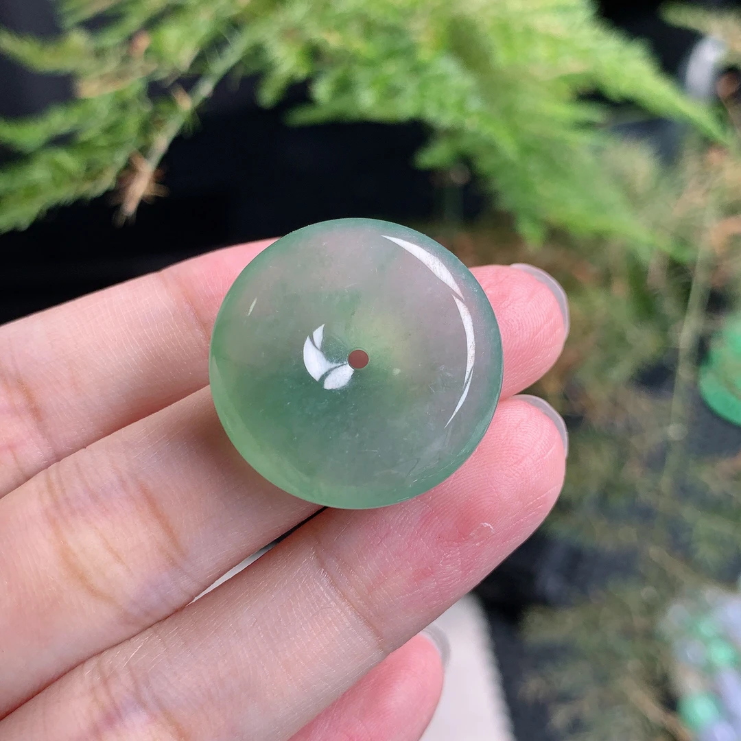 天然A货翡翠，冰种晴水绿平安扣挂件24*5.5mm0725好看百搭精美时尚