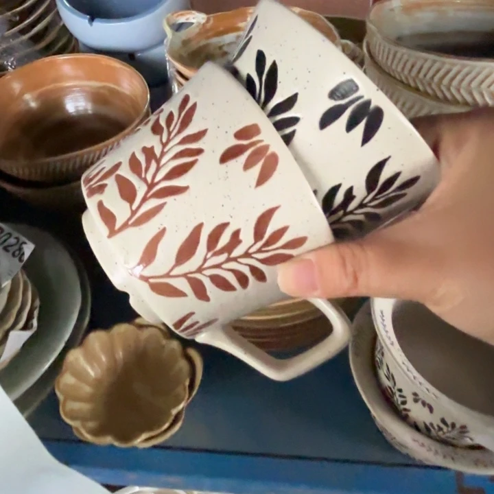 陶复古风咖啡杯2个装