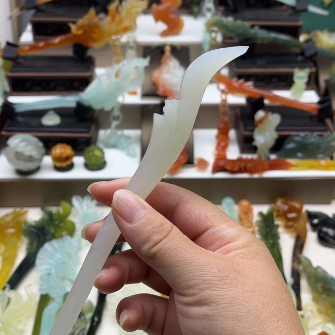 蛇纹石玉未镶嵌岫玉发簪