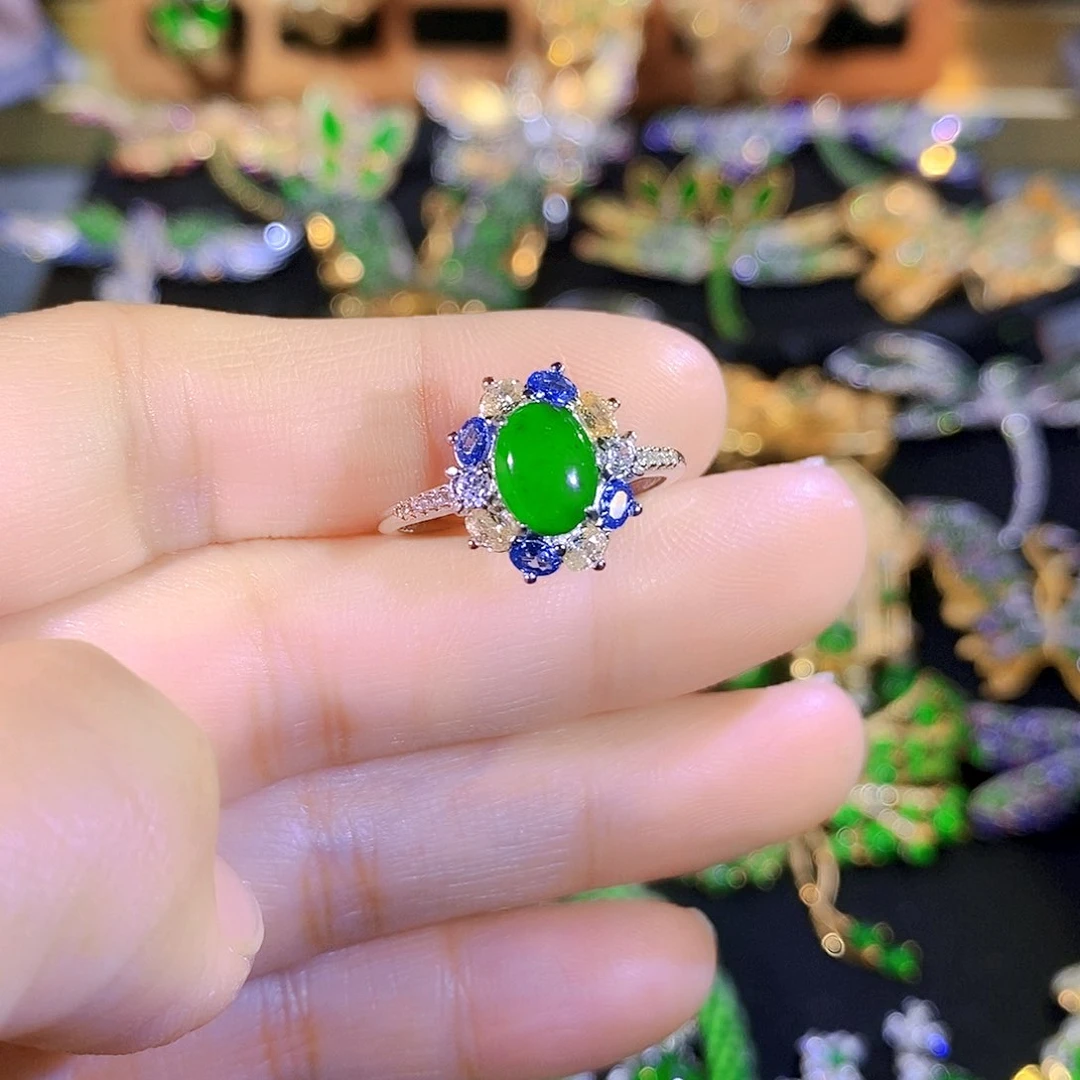 颈饰银S925镶嵌翡翠