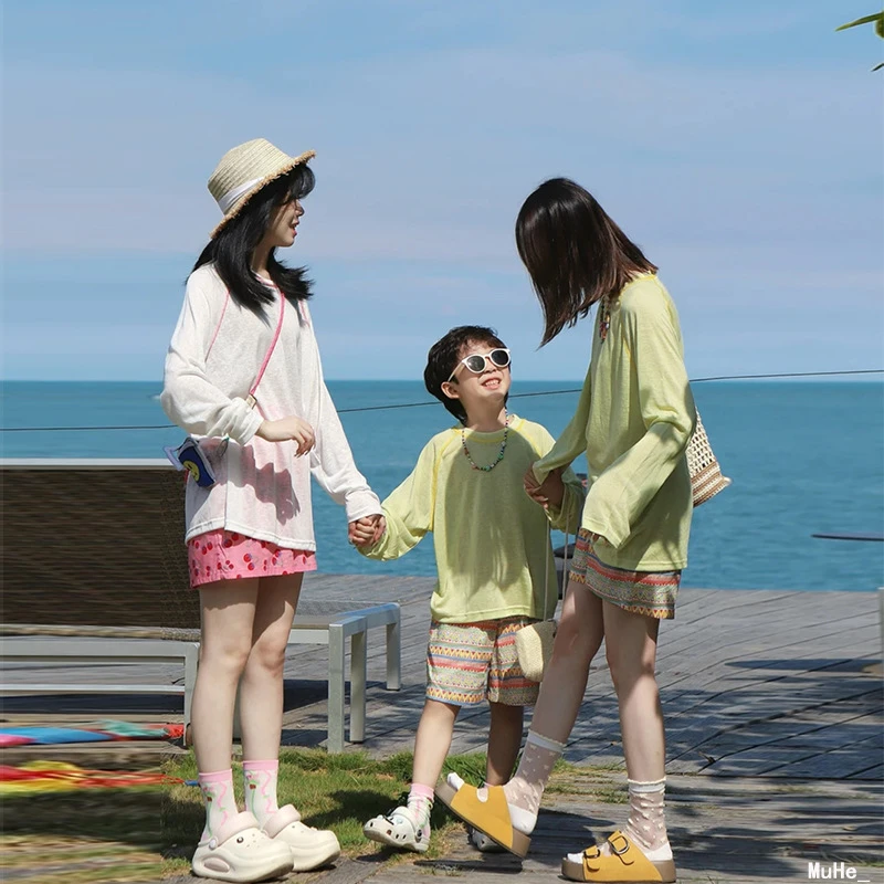 旅游防晒衣亲子装套装男女童高端时尚防晒衫夏季新款儿童速干套装