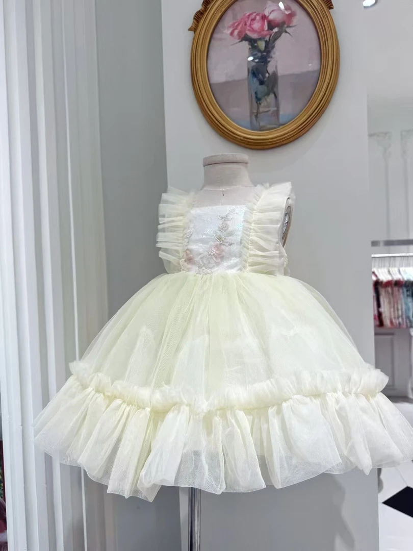 0230甜汐木耳边无袖公主裙女宝宝连衣裙