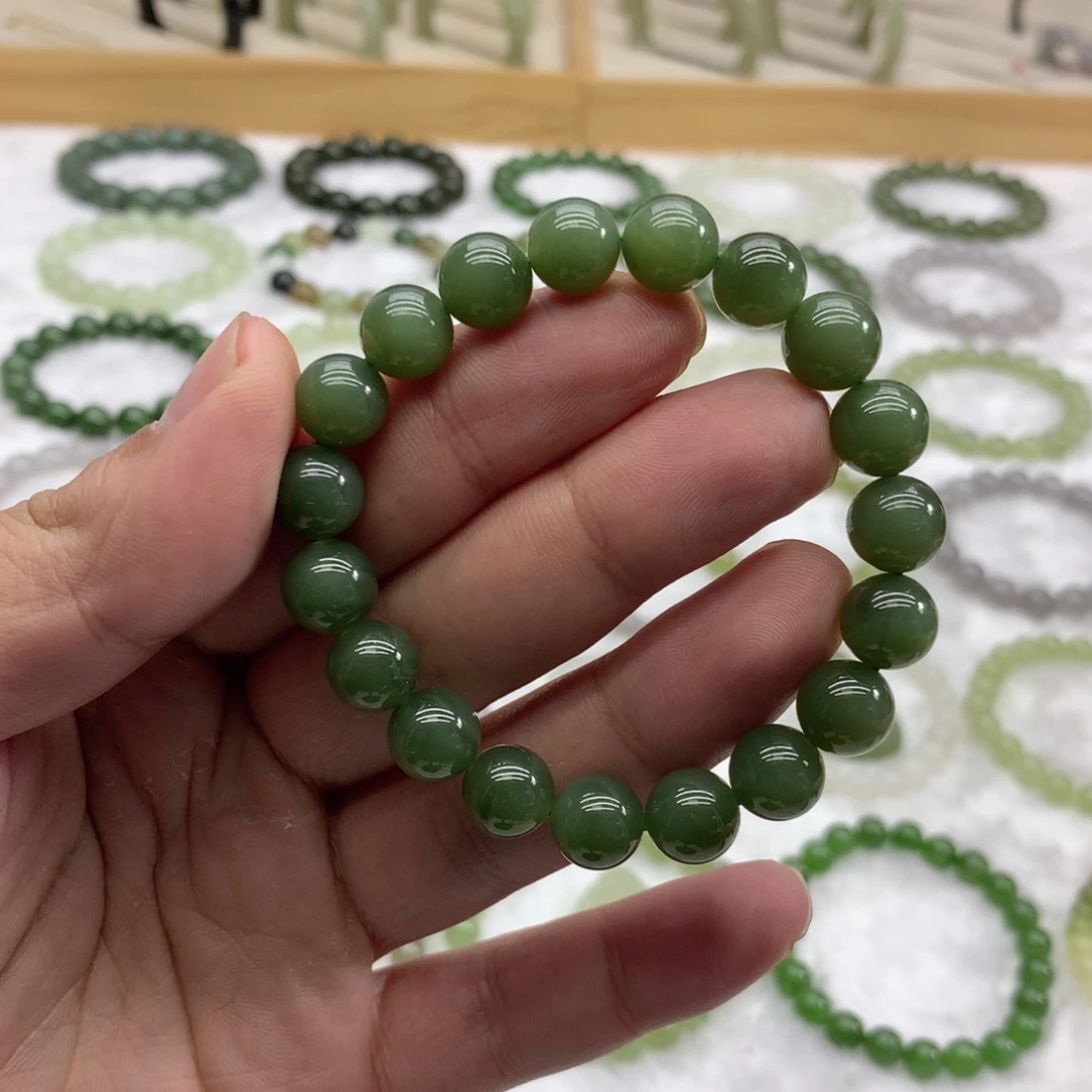 和田玉未镶嵌手串（碧玉9.8）