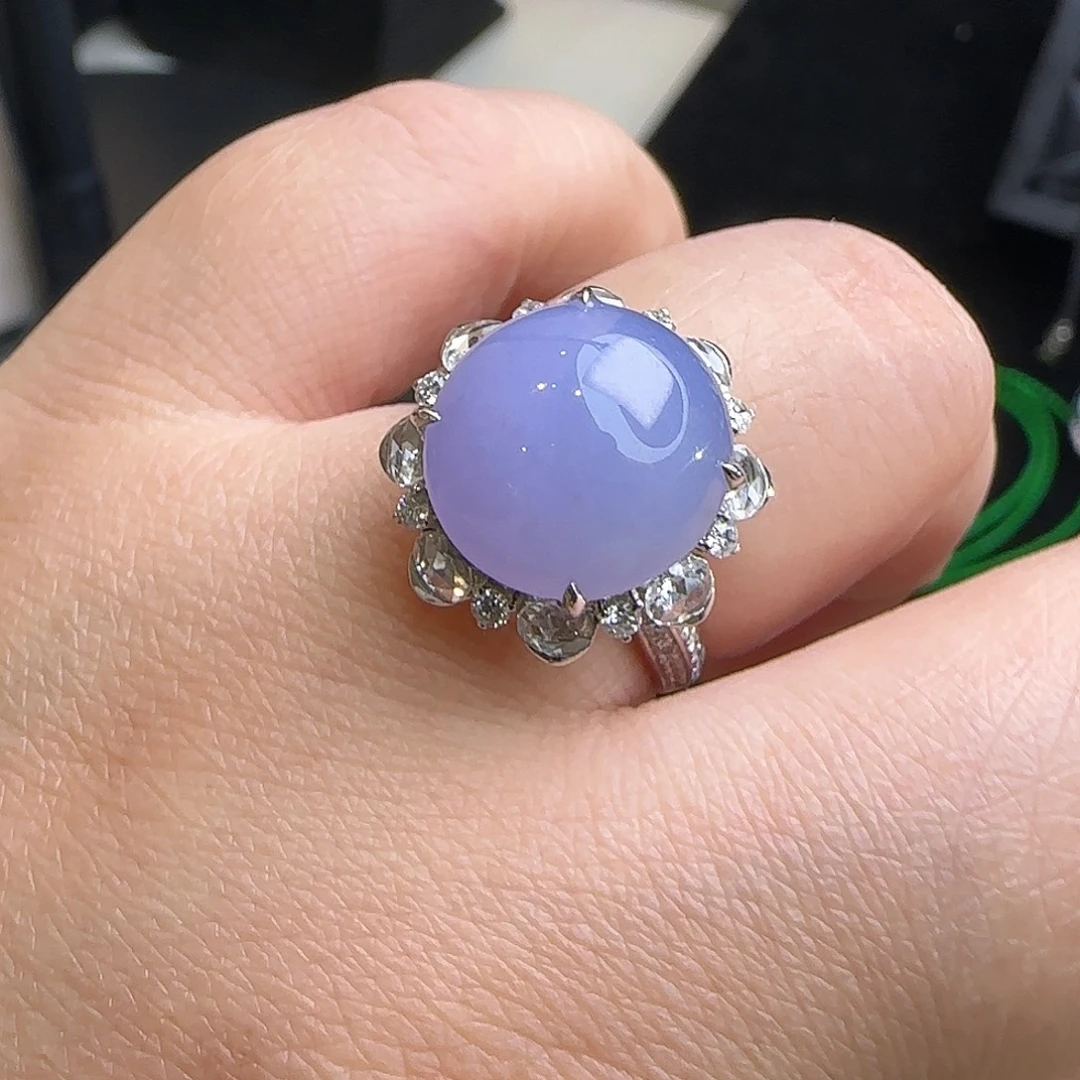 翡翠18K金镶嵌戒指天然翡翠