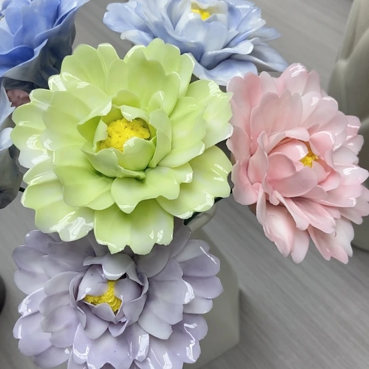 陶瓷制品的制作手工制作陶瓷花4朵
