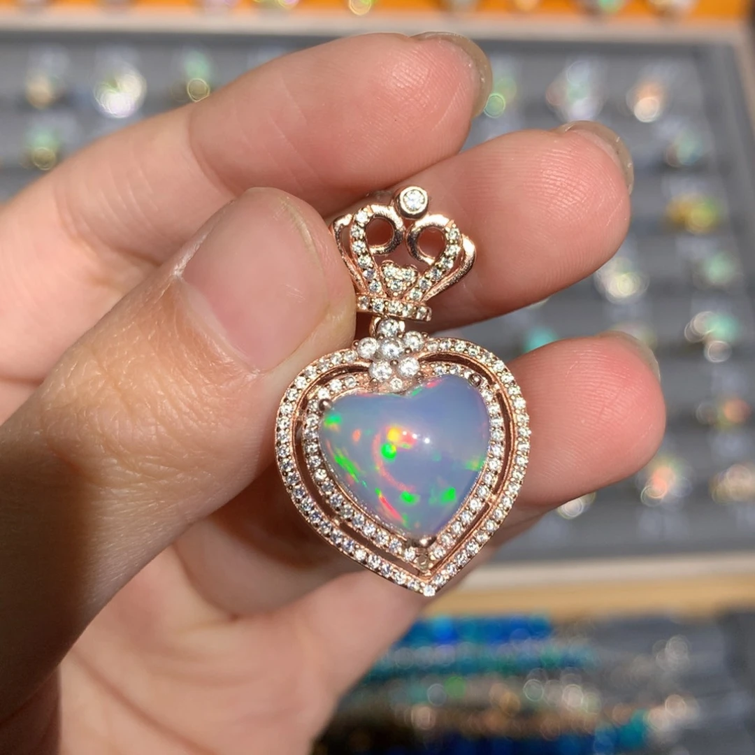 银S925镶嵌欧泊欧泊吊坠y