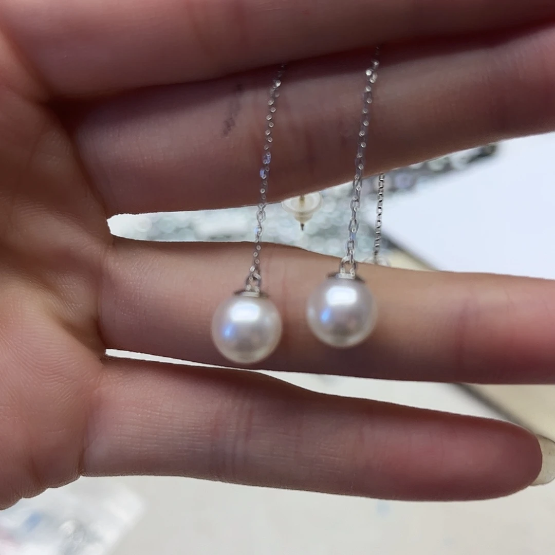 银S925镶嵌海水珍珠耳饰