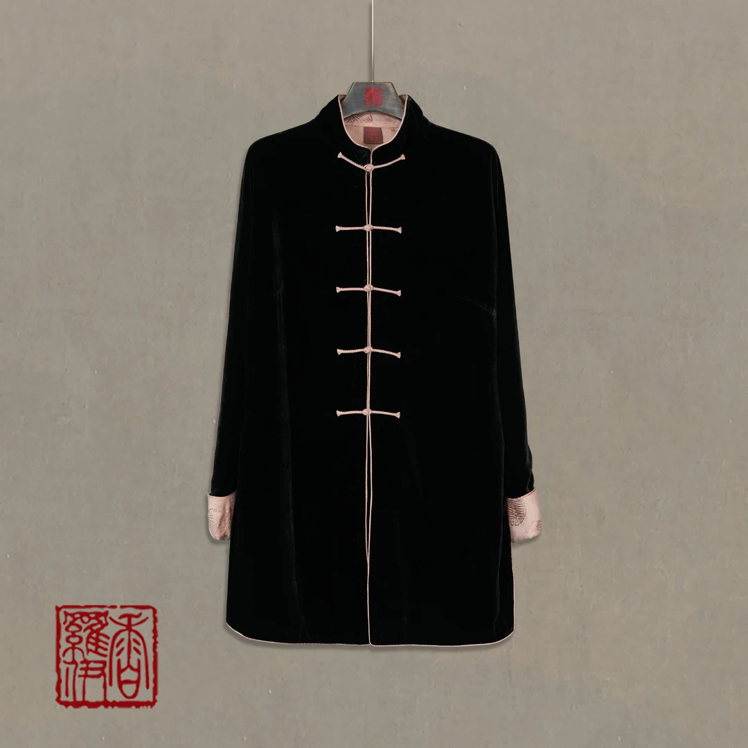 【墨丝绒】传统复古提花上衣