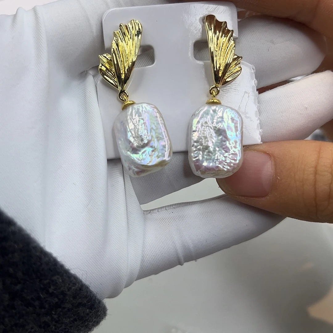 合金淡水珍珠耳饰
